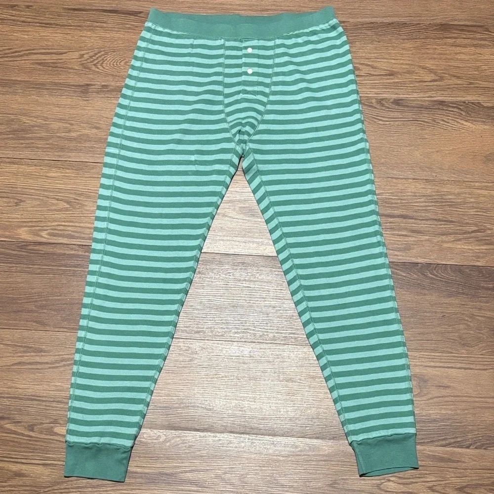Lake Pajamas Mens XL Green Stripe Cotton Lounge Set Soft Sleepwear